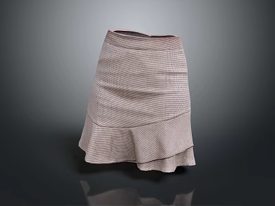 Women's Fashionable Plaid Skirt With Ruffled Hem And Neutral Tone Design 3d model