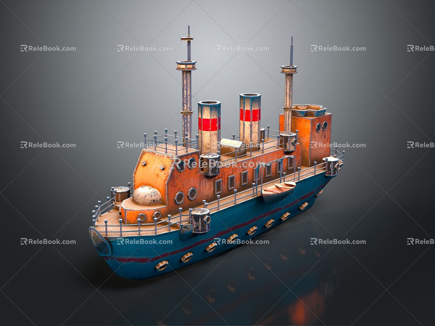 engineering ship industrial ship digging ship gold mining ship 3d model