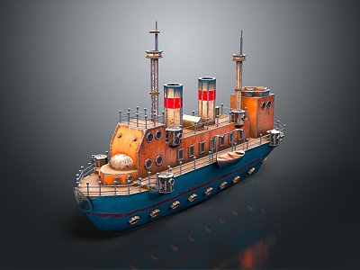 engineering ship industrial ship digging ship gold mining ship 3d model