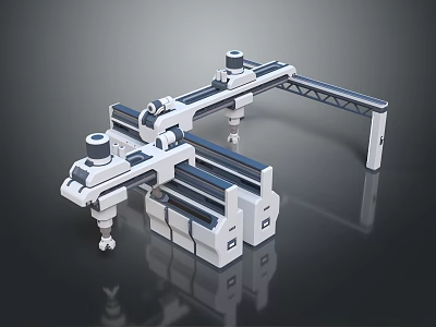 Industrial Robotic Arm Structure With Arm Frame Joints And Sliding Rails 3d model