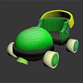 Green And Yellow Kids Costume With Toy Car Design And White Wheels