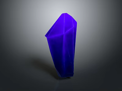 Purple Faceted Crystal Sculpture on Gray Background with Soft Shadow 3d model