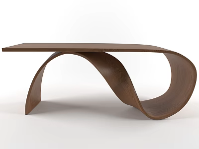 Modern Wooden Coffee Table With Unique Curved Base Design For Stylish Living Room 3d model