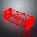 Red Metal Grid Frame Structure With Gray Background And Reflection Surface 3d model