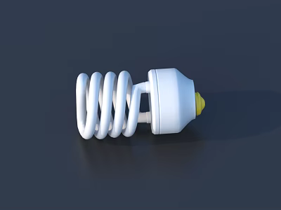 High Quality Hardware Tools Spiral Compact Fluorescent Bulb With White Body And Yellow Base 3d model