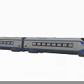 Modern High-Speed Train With Blue And White Exterior Streamlined Front And Passenger Cars