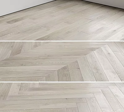 Light Colored Wooden Flooring With Herringbone And Straight Lay Patterns And Natural Texture 3d model