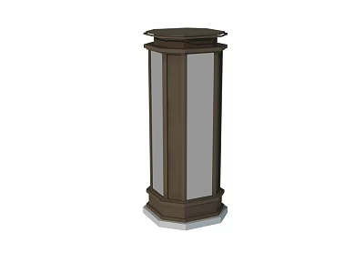 Outdoor Post Light With Dark Brown Finish And Transparent Panel Design 3d model