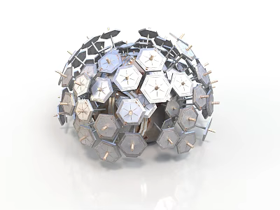 Geometric Metallic Sculptural Structure With Interconnected Hexagonal Units And Spherical Form 3d model
