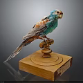 Colorful Parrot With Vibrant Feathers Perched On Wooden Display Stand