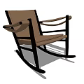 Brown Upholstered Leisure Rocking Chair With Black Wooden Frame Design