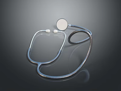 Sleek Metal Stethoscope With Shiny Chest Piece And Flexible Tubes For Living Healthcare 3d model