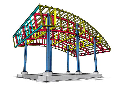 Modern steel frame steel structure gas station model