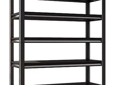 Sturdy Black Metal Shelving Unit With Multiple Open Layers For Storage 3d model