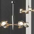 Modern Contemporary Chandelier With Metal Frame And Petal Shaped Lights In Stylish Interior Space