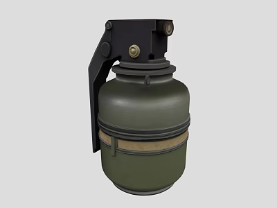 Green Military Hand Grenade Weapon with Black Fuse and Metal Band Classic Design 3d model