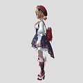 Cute Anime Girl in Bow Dress with Hello Kitty Like Creature and Yellow Wings