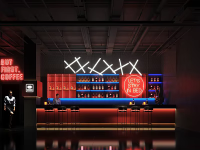 Modern Bar Front Bar Front Desk Wine Bottle Chandelier Wine Cabinet Figure Table 3d model