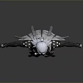 Character Model With White Hair Black White Outfit Brown Cloak Swords Waist Arms Outstretched