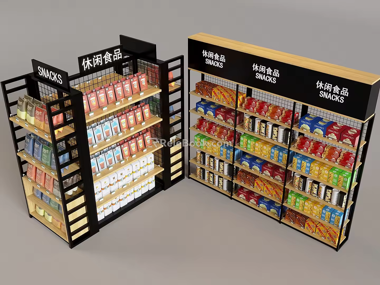 Supermarket Food Display Shelf Snack Display Rack Display Tools 3d model