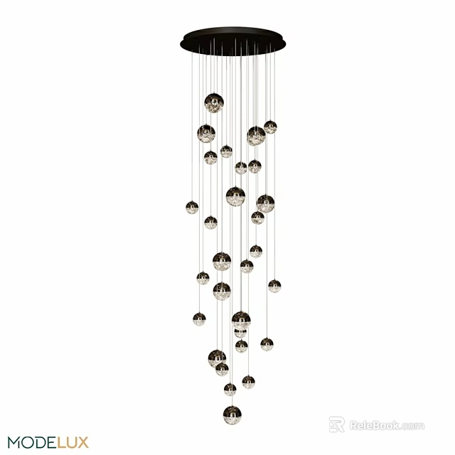 Modern Metal Chandelier With Multiple Hanging Spheres In Contemporary Design 3d model 