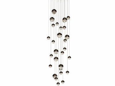 Modern Metal Chandelier With Multiple Hanging Spheres In Contemporary Design 3d model