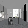 Modern Fashion Store Interior With Hanging Clothes Clothing Racks And Transparent Display Case