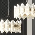 Stylish Modern Geometric Crystal Chandeliers Hanging In Dark Interior Design