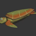 Vibrant Colored Sea Turtle Figurine As Marine Creature With Green Shell And Orange Flippers