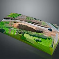 3D Terrain Model with Green Grass Dirt Areas Path and Vehicle