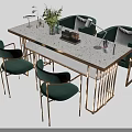 Modern Table And Chair Set With Green Chairs Gold Frame White Tabletop And Decor