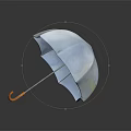 Light Blue Umbrella With Orange Curved Handle Open Design For Daily Use