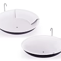 Two Modern White Bathroom Washbasins With Metal Hooks For Minimalist Design