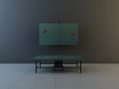 Indoor Sports Equipment with Wall Mounted Green Target Boards Red Dots and Table Stand 3d model