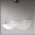 Modern Elegant Glass Chandelier With Curved Metal Frame And Linear Design