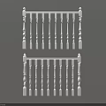 White Decorative Railings Featuring Baluster Design with Vertical Bars for Interior Walls 3d model