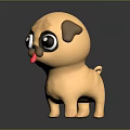 Cute Pug Dog Sculpture In Cartoon Style With Big Eyes And Tongue Out