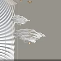 Modern White Petal Shaped Pendant Lights With Golden Mounts And White Blinds