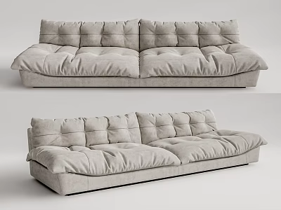 Modern Light Gray Fabric Multi Seater Sofa With Padded Cushions And Plush Backrest 3d model