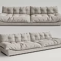 Modern Light Gray Fabric Multi Seater Sofa With Padded Cushions And Plush Backrest 3d model