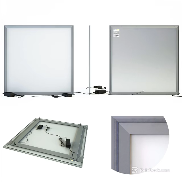 Modern LED Panel Light With Slim Frame And Ceiling Installation Design 3d model 