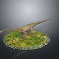 Long Neck Dinosaur Model On Circular Green Base With Stone Edge And Grass 3d model