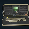 OBSIDRONE Retro Portable Computer Featuring Green Screen Beige Case And Keyboard 3d model