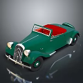 Vintage Green Convertible Car with Red Soft Top Classic Retro Design and Chrome Accents