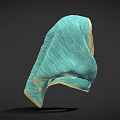 Teal Headscarf With Gold Trim In Lightweight Fabric Head Wrapping Style