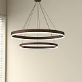 Modern Double Ring Chandelier with White Light and Dark Frame for Interior Room Design 3d model
