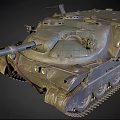 Realistic Military Tank With Camouflage Paint Tracks Straps And Cannon Headlights