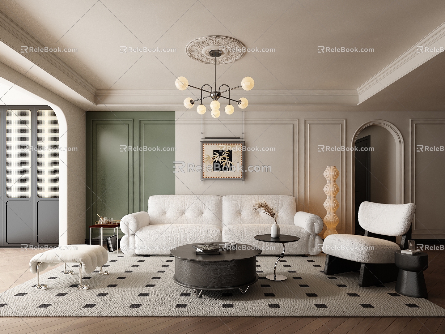 French sofa combination 3d model