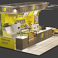 Nanyang Milk Tea Shop Featuring Bright Yellow Decor Fresh Fruit Display and Drink Counter