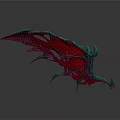 Red Green Dragon Wing 3D Sculpture With Decorative Intricate Design Details